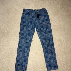 Forever 21 checkered 34” slim blue jeans